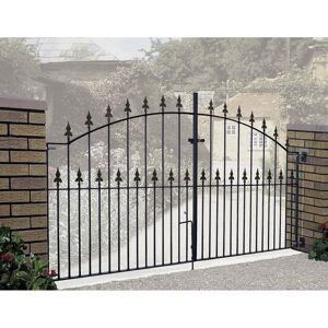 Rosalind Wheeler Pinkley Spear Top Arched Metal Driveway Gate 125cm High Black 335cm W X 125cm H Rosalind Wheeler Pinkley Spear Top Arched Metal Driveway Gate 125cm High Black 335cm W X 125cm H