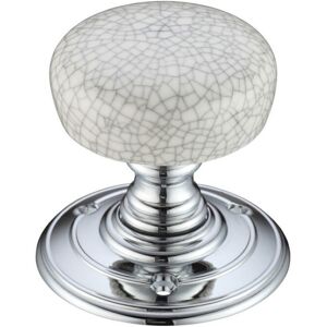 Fulton & Bray Passage Door Knob Grey Crackle Porcelain/Polished Chrome 2.76cm H X 2.76cm W Fulton & Bray Passage Door Knob Grey Crackle Porcelain/Polished Chrome 2.76cm H X 2.76cm W