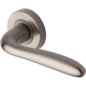 Heritage Brass Heritage Door Handle Lever Latch on Round Rose Columbus Design Satin Nickel 5.3cm H X 5.3cm W Heritage Brass Heritage Door Handle Lever Latch on Round Rose Columbus Design Satin Nickel 5.3cm H X 5.3cm W