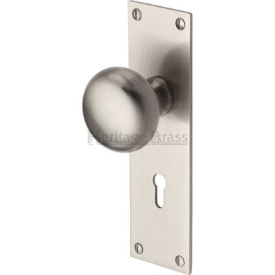 Heritage Brass Balmoral Keyed Door Knob Satin Nickel 43.18cm H X 12.7cm W Heritage Brass Balmoral Keyed Door Knob Satin Nickel 43.18cm H X 12.7cm W
