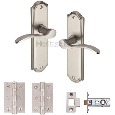 Heritage Brass Howard Door Handle Kit Satin Nickel 17cm H X 4.8cm W Heritage Brass Howard Door Handle Kit Satin Nickel 17cm H X 4.8cm W