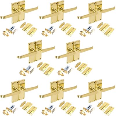 Canora Grey Straight Lever Latch Door Handles Polished Brass 17cm W Canora Grey Straight Lever Latch Door Handles Polished Brass 17cm W