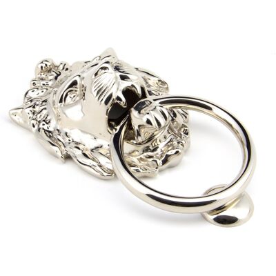 From The Anvil Lion's Head Door Knocker Polished Nickel 23cm H X 13cm W X 6.5cm D From The Anvil Lion's Head Door Knocker Polished Nickel 23cm H X 13cm W X 6.5cm D