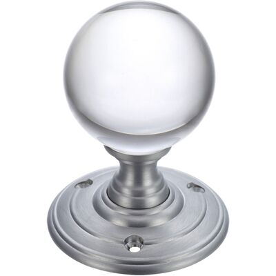 Fulton & Bray Door Knob Satin Chrome/Clear 7cm H X 7cm W Fulton & Bray Door Knob Satin Chrome/Clear 7cm H X 7cm W