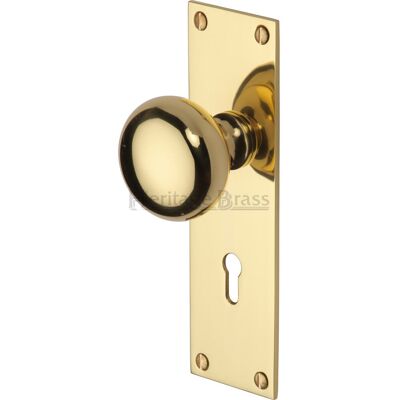 Heritage Brass Balmoral Keyed Door Knob Polished Brass 43.18cm H X 12.7cm W Heritage Brass Balmoral Keyed Door Knob Polished Brass 43.18cm H X 12.7cm W