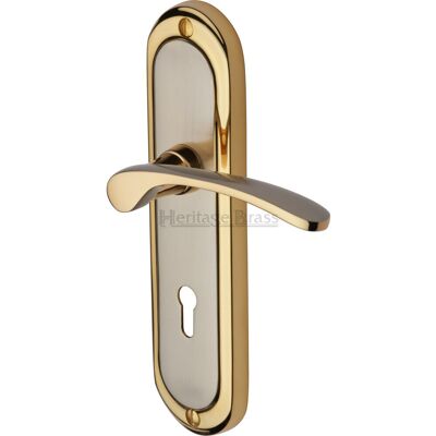 Heritage Brass Door Handle Lever Lock Ambassador Design Jupiter Split 18.9cm H X 4.8cm W Heritage Brass Door Handle Lever Lock Ambassador Design Jupiter Split 18.9cm H X 4.8cm W