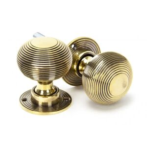 From The Anvil Aged Brass Beehive Mortice/Rim Knob Set yellow 5.0 H x 5.0 W cm