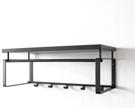 Symple Stuff Wall Mounted Coat Rack Symple Stuff Finish: Black  - Size: 28cm H X 70cm W X 29cm D Symple Stuff Wall Mounted Coat Rack Symple Stuff Finish: Black  - Size: 28cm H X 70cm W X 29cm D