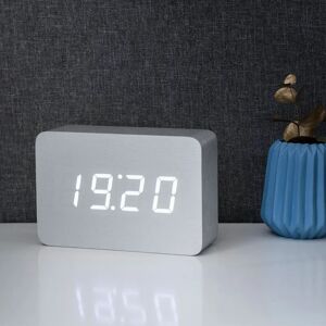 Symple Stuff Modern Digital Birch Solid Wood Electric Alarm Tabletop Clock white 10.0 H x 15.0 W x 4.5 D cm