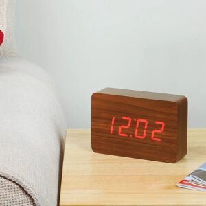 Symple Stuff Modern Digital Birch Solid Wood Electric Alarm Tabletop Clock red 10.0 H x 15.0 W x 4.5 D cm