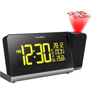 Youshiko Digital Electric Alarm Tabletop Clock in Black/Silver black/gray 8.0 W x 11.0 D cm