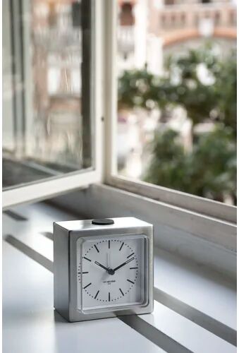 Leff Amsterdam Analog Quartz Alarm Tabletop Clock Leff Amsterdam Colour: Silver/White, Size: 8.5cm H x 8.5cm W x 6cm D  - Size: Oversized