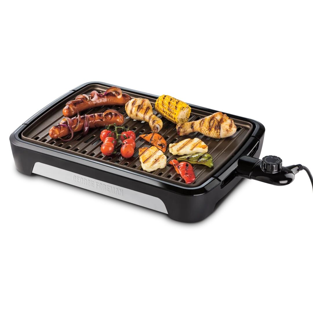 George Foreman Smokeless BBQ Grill gray 7.5 H x 57.5 W x 33.5 D cm