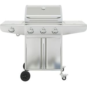 Dakota Fields Chantrel Gas BBQ Grill with 4 Burners Silver Stainless Steel Silver Dakota Fields Chantrel Gas BBQ Grill with 4 Burners Silver Stainless Steel Silver