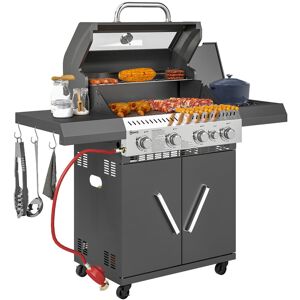 Dakota Fields 4 - Burner Freestanding Propane 6800 BTU BTU Gas Grill with Side Burner and Cabinet 4 Dakota Fields 4 - Burner Freestanding Propane 6800 BTU BTU Gas Grill with Side Burner and Cabinet 4