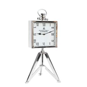 Borough Wharf Retro Analog Mechanical Tabletop Clock in Silver gray 56.0 H x 20.0 W x 20.0 D cm
