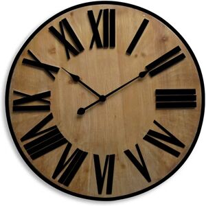 Borough Wharf Oversized Moe Timber Clock - 70 cm / 27.5 in brown 70.0 H x 70.0 W x 5.0 D cm