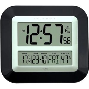 Youshiko Jumbo LCD Radio Controlled Silent Wall Clock black 28.0 H x 25.0 W x 3.0 D cm