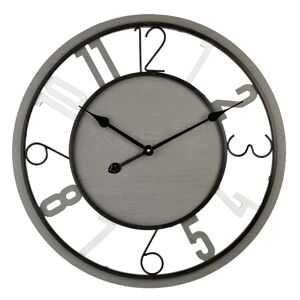 Borough Wharf Wood & Metal Grey Wall Clock 60Cm black/gray 60.0 H x 60.0 W x 4.0 D cm
