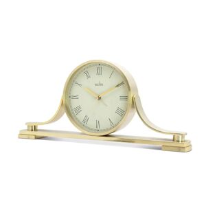 Acctim Traditional Analog Metal Quartz Alarm Tabletop Clock in Brass yellow 14.0 H x 32.0 W x 4.5 D cm
