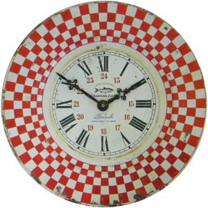 Roger Lascelles Clocks French tin Marseille Design Wall Clock, 36cm White;Red 36cm W X 36cm H
