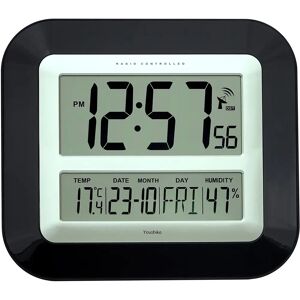 Youshiko Jumbo LCD Radio Controlled Silent Wall Clock black 28.0 H x 25.0 W x 3.0 D cm