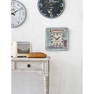 Roger Lascelles Clocks Square Tin Wall Clock, Chocolate Design - 31cm Blue;Green 31cm W X 31cm H X 5cm D