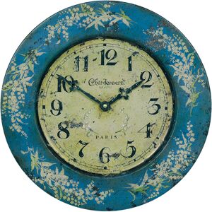 Roger Lascelles Clocks Tin Wall Clock, Lily of the Valley Design - 36cm Blue 36cm W X 36cm H
