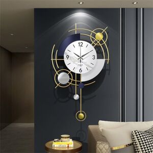 Canora Grey Decorative Wall Clock Gold - Large Pendulum Clock, 42 X 70 Cm Elegant Gold, White & Blue Design, Silent Sweep Movement, Modern Clock For Living Room & Blue;White 70cm W X 42cm H X 4cm D Canora Grey Decorative Wall Clock Gold - Large Pendulum Clock, 42 X 70 Cm Elegant Gold, White & Blue Design, Silent Sweep Movement, Modern Clock For Living Room & Blue;White 70cm W X 42cm H X 4cm D