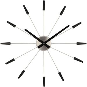 Nextime Plug Inn Metal Wall Clock with Walnut Wood Black 58cm W X 58cm H X 4.5cm D Nextime Plug Inn Metal Wall Clock with Walnut Wood Black 58cm W X 58cm H X 4.5cm D