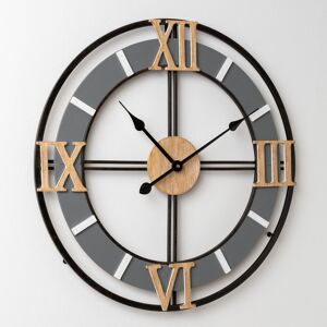 Borough Wharf Metal & Wood Wall Clock Cut Out Dial 60 Cm Black;Gold;Grey 60cm W X 60cm H X 4.5cm D Borough Wharf Metal & Wood Wall Clock Cut Out Dial 60 Cm Black;Gold;Grey 60cm W X 60cm H X 4.5cm D