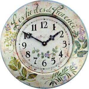 Roger Lascelles Clocks French Tin Herbes Design Wall Clock, 36cm Blue;Beige 36cm W X 36cm H Roger Lascelles Clocks French Tin Herbes Design Wall Clock, 36cm Blue;Beige 36cm W X 36cm H