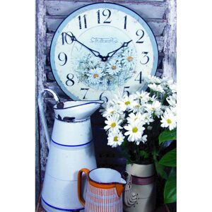 Roger Lascelles Clocks Wild Daisies Wall Clock - 36cm Blue;White 36cm W X 36cm H Roger Lascelles Clocks Wild Daisies Wall Clock - 36cm Blue;White 36cm W X 36cm H