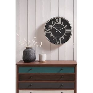 Pacific Lifestyle Silver Metal and Black Round Wall Clock Black;Silver 40cm W X 40cm H X 6cm D Pacific Lifestyle Silver Metal and Black Round Wall Clock Black;Silver 40cm W X 40cm H X 6cm D