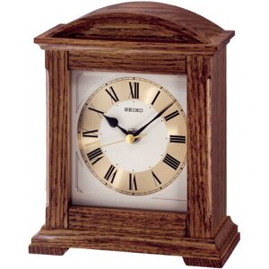 Seiko Analog Oak Solid Wood Quartz Tabletop Clock in Brown Brown 19cm H X 15.8cm W X 7.5cm D Seiko Analog Oak Solid Wood Quartz Tabletop Clock in Brown Brown 19cm H X 15.8cm W X 7.5cm D
