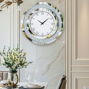 Canora Grey Annwyn Glass Wall Clock Silver 60cm W X 60cm H X 4cm D Canora Grey Annwyn Glass Wall Clock Silver 60cm W X 60cm H X 4cm D