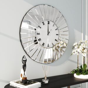 Blue Elephant Jeni Silent Wall Clock Silver 80cm H x 80cm W x 4.8cm D Blue Elephant Jeni Silent Wall Clock Silver 80cm H x 80cm W x 4.8cm D