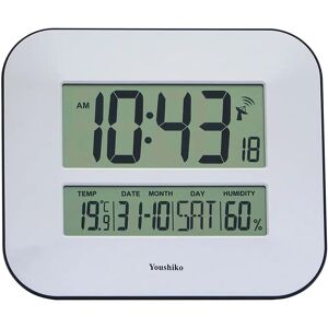 Youshiko Jumbo LCD Radio Controlled Silent Wall Clock white 27.0 H x 24.0 W x 3.0 D cm