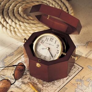 Blue Elephant Weather and Maritime Traditional Analog Quartz Alarm Tabletop Clock in Rosewood Hall brown/red/yellow 9.5 H x 17.8 W x 14.0 D cm