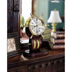 Blue Elephant Weather and Maritime Britannia Coastal Analog Quartz Tabletop Clock in Brown/Polished Brass brown/red/yellow 31.8 H x 21.6 W x 12.7 D cm