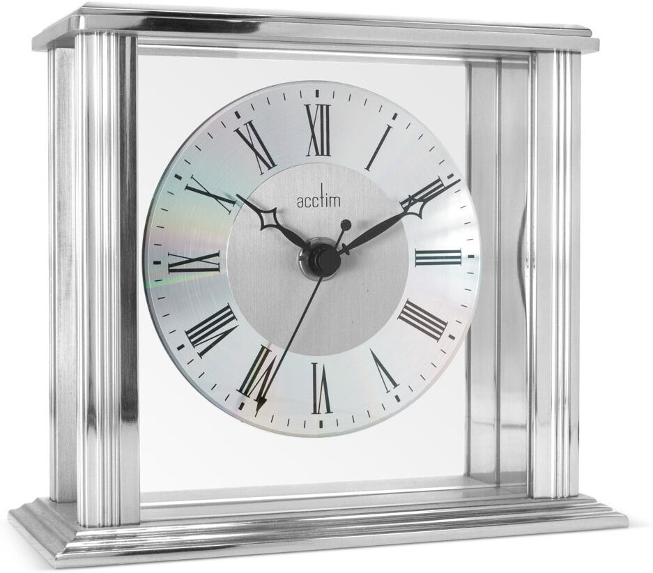 Acctim Hamilton Mantel Clock Quartz Brushed Metal & Glass Floating Effect Energy Efficient Silver Silver 13.7cm H X 15.5cm W X 6.8cm D