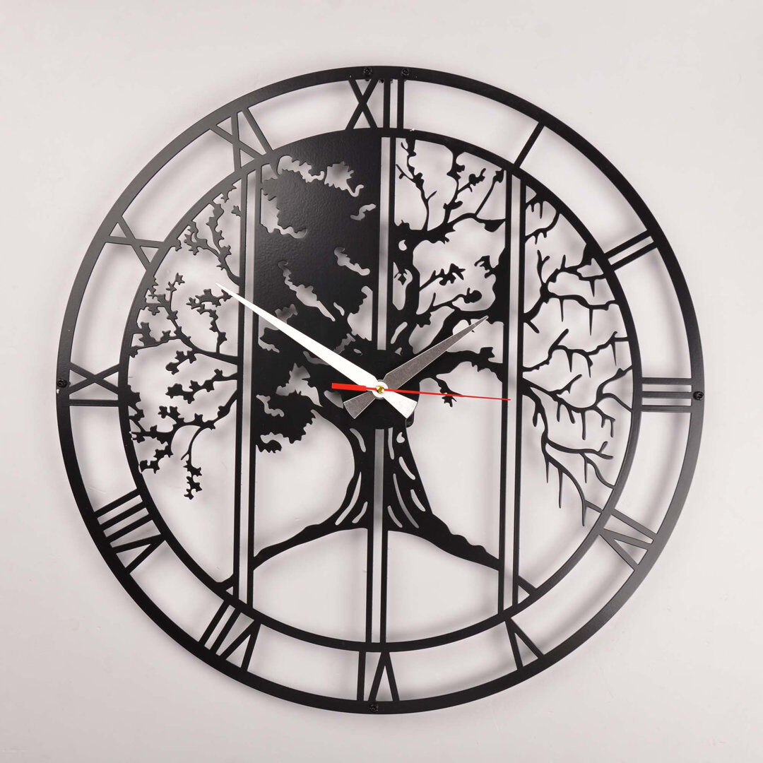 EA Sweet Gifts Trade B.V. Tree Of Life 19.6cm Silent Wall Clock Black 50cm W X 50cm H X 3cm D