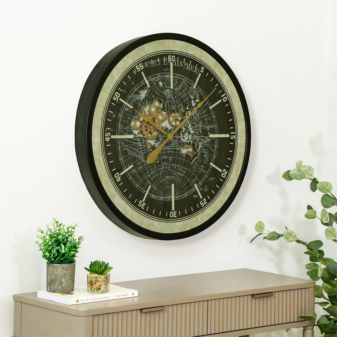 Rio Walkersville 80cm Metal Wall Clock for Living Room Decor, Black and Silver Modern Wall Clock for Bedroom Gold;Grey 80cm W X 80cm H X 8.5cm D