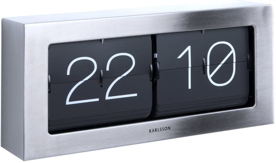 Karlsson Flip Box Desktop Clock Brushed Steel 17.5cm H x 37cm W x 9cm D