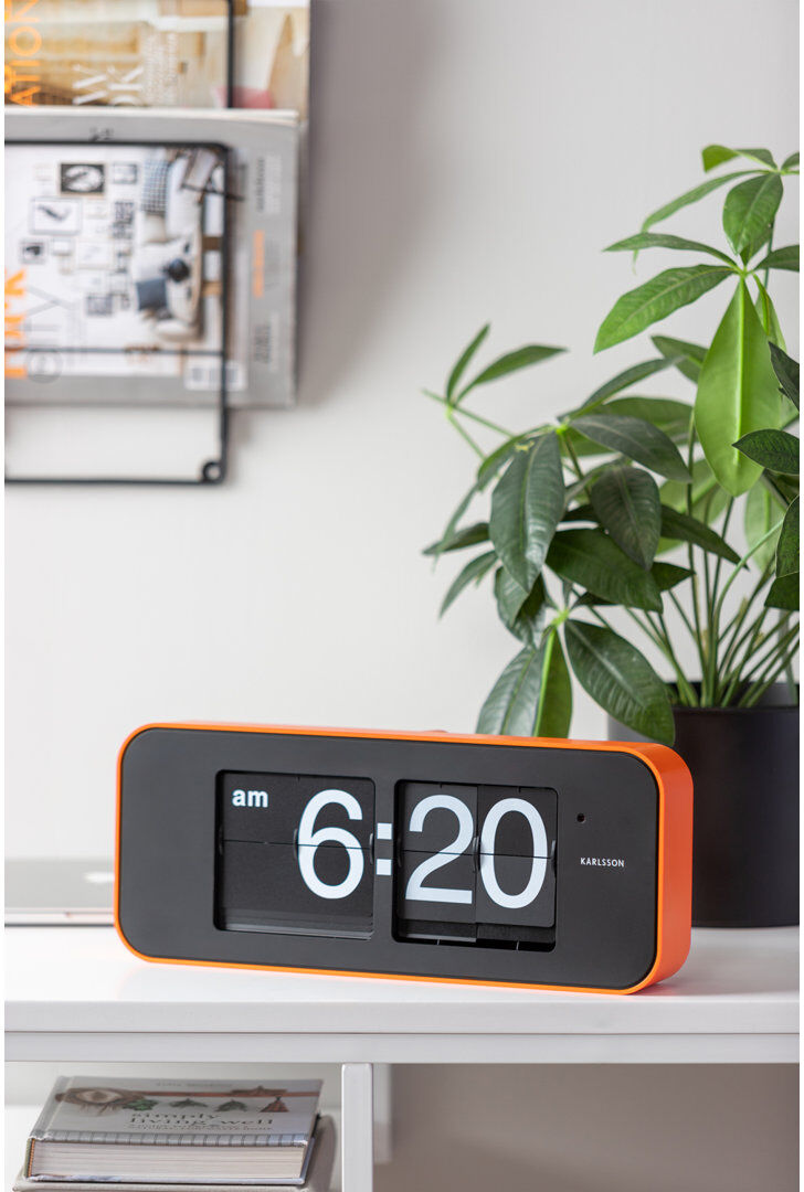 Karlsson Wall clock Wide Flip casing, black dial Orange 40.5cm W X 16.5cm H X 9cm D