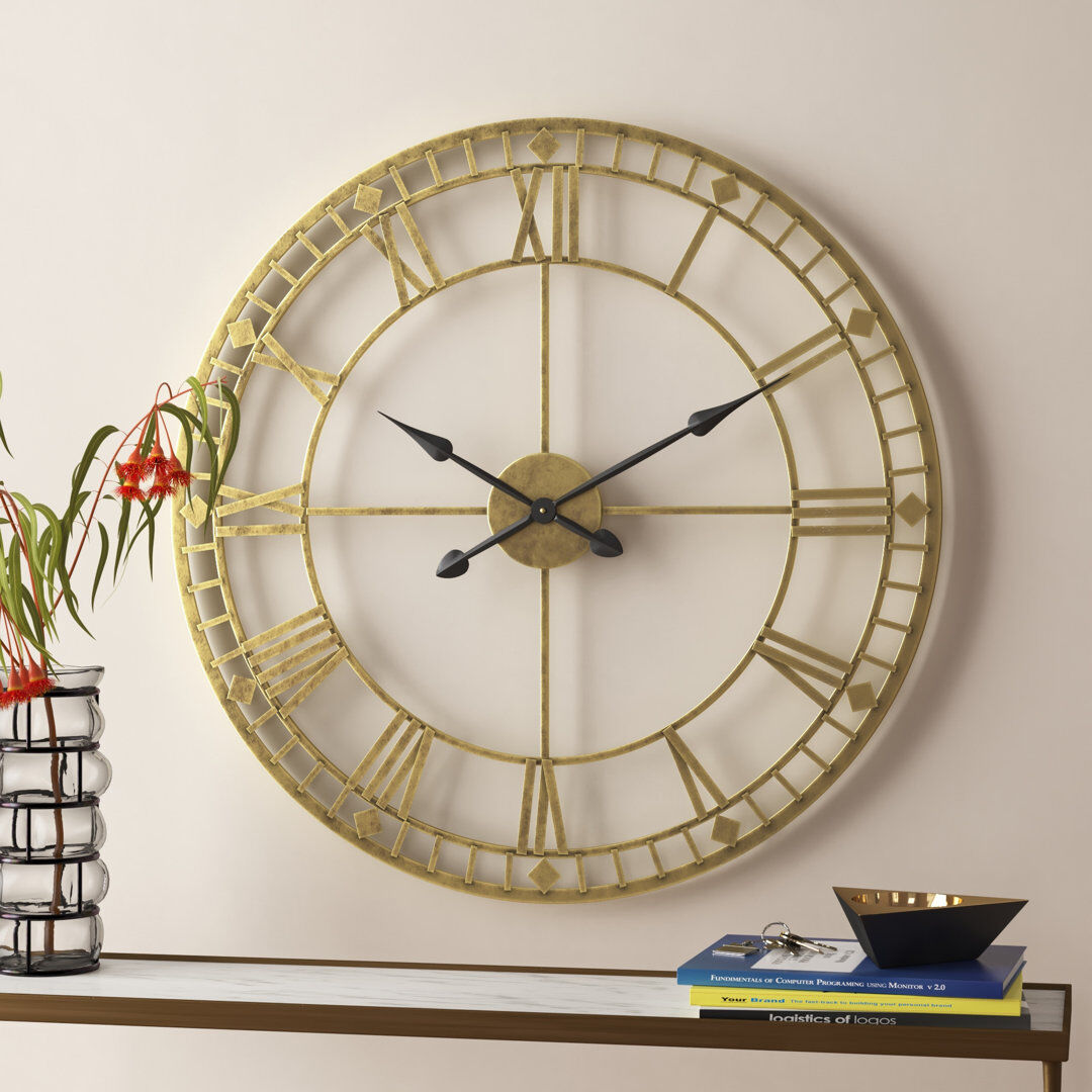 Three Posts Oversized Beaver Creek 80cm Wall Clock Black/Antique Gold 80cm W X 80cm H X 3.5cm D