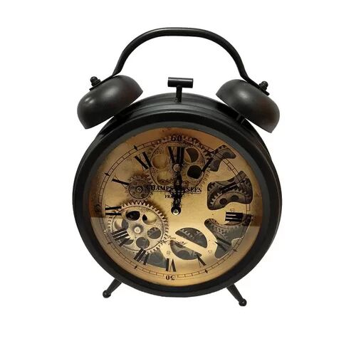 Borough Wharf Faux Alarm Skeleton Gear Clock Borough Wharf  - Size: 11cm H X 25cm W X 21cm D Borough Wharf Faux Alarm Skeleton Gear Clock Borough Wharf  - Size: 11cm H X 25cm W X 21cm D