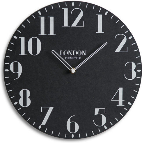 London 30cm Silent Wall Clock  Colour: Matte Black  - Size: 30cm H X 30cm W X 2cm D London 30cm Silent Wall Clock  Colour: Matte Black  - Size: 30cm H X 30cm W X 2cm D