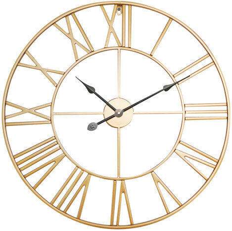 Rio Oversized Frison Silent Wall Clock Williston Forge Colour: Gold, Size: 80cm H x 80cm W x 3cm D  - Size: 60cm H x 60cm W Rio Oversized Frison Silent Wall Clock Williston Forge Colour: Gold, Size: 80cm H x 80cm W x 3cm D  - Size: 60cm H x 60cm W