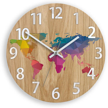 Latitude Run Leeton Mapa Wood Cyfry 33 cm Silent Wall Clock Latitude Run  - Size: 30cm H X 30cm W X 5cm D Latitude Run Leeton Mapa Wood Cyfry 33 cm Silent Wall Clock Latitude Run  - Size: 30cm H X 30cm W X 5cm D